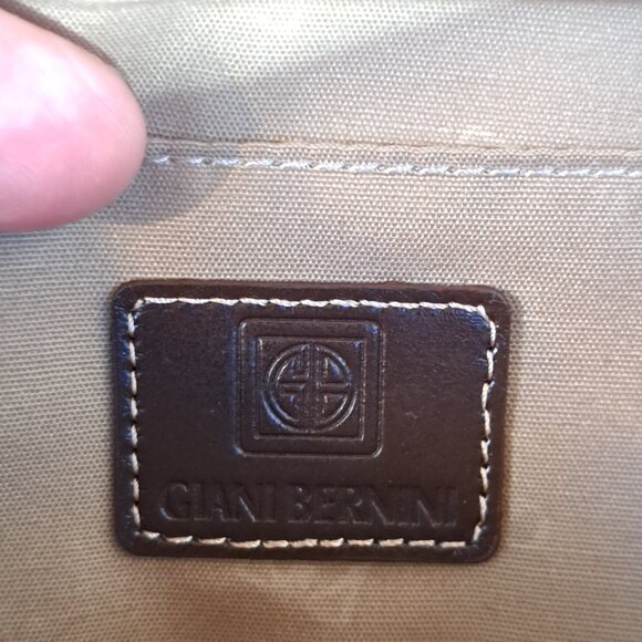 GIANI BERNINI Signature logo fabric faux-leather foldable wallet Khaki new box - Picture 5 of 11